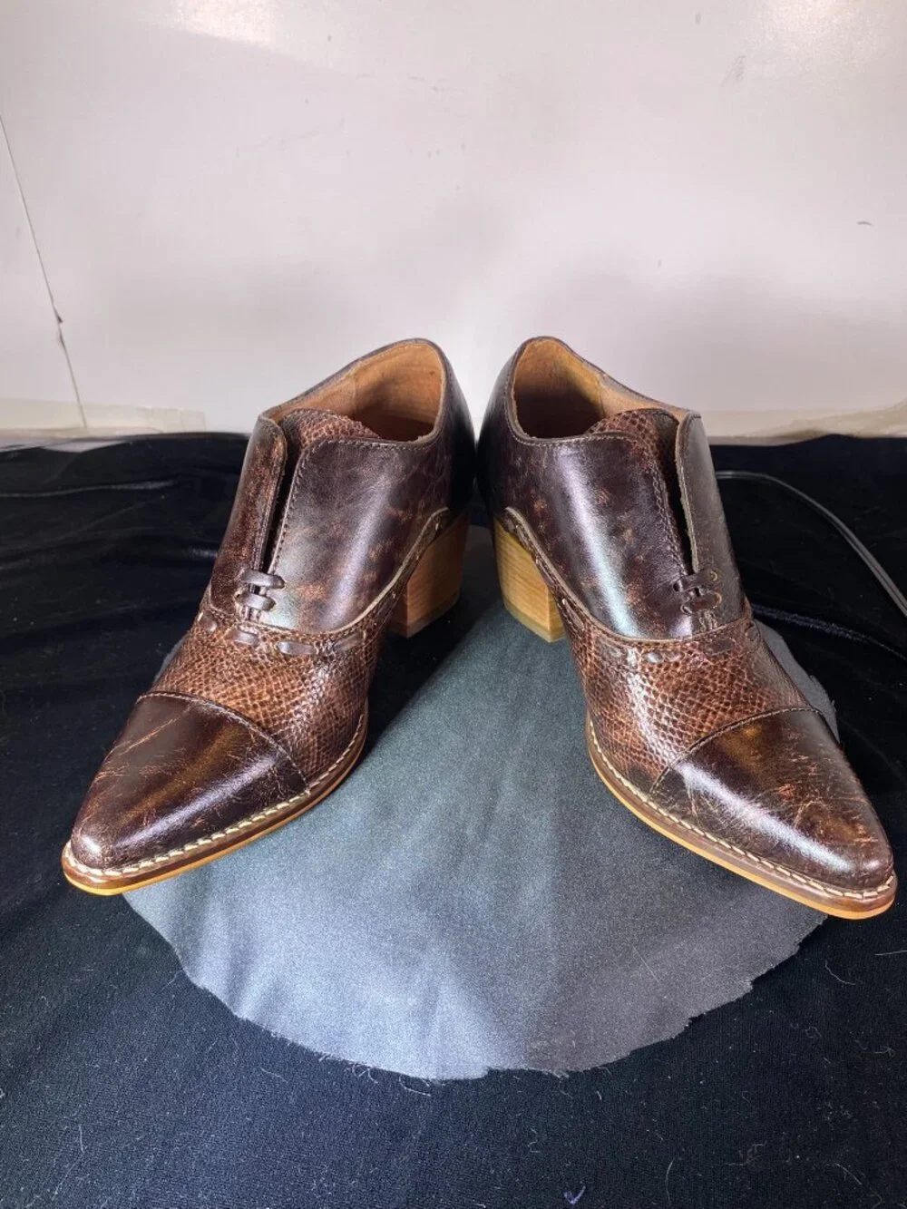Women's 6.5 Brown Distressed, Nocona Ankle Snip Toe Boot, Slightly Used,